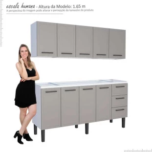 Cozinha Gabinete e Aéreo 180 Juno 3G Cozimax Cinza Argila