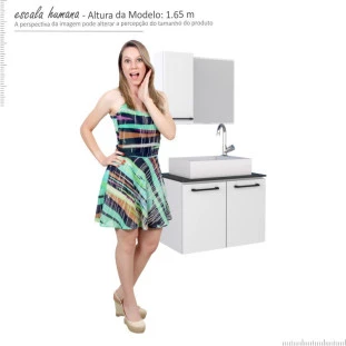 Conjunto Para Banheiro Aço Pêssego 60 com Cuba Prisma Cozimax Branco