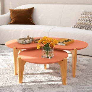 Conjunto de Mesa de Centro Florida 105cm e 55cm Lukaliam Luanda/Freijo