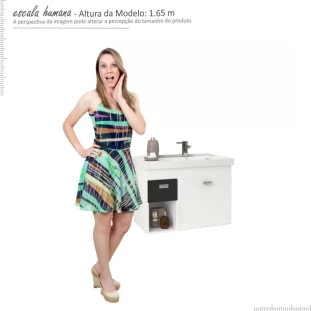 Gabinete Para Banheiro Madeira Camélia 60 Cozimax Branco/Preto
