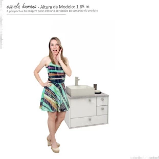 Gabinete de Banheiro Moema 60 Cuba Cubo Cozimax Branco/Calcare