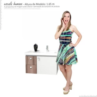 Gabinete Para Banheiro Madeira Moara 60 Com Lavatório Cozimax Branco/Tamarindo