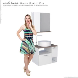 Conjunto para Banheiro Iara 60 com Cuba Domo Cozimax Branco/Tamarindo