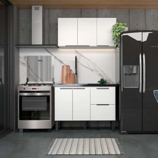 Armário Aéreo de Cozinha Madeira 120 Cisne 3 Portas Cozimax Branco