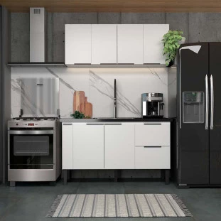 Armário Aéreo de Cozinha Madeira 150 Cisne 4 Portas Cozimax Branco