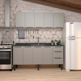 Armário Aéreo de Cozinha Aço 5 Portas Júpiter 180 Cozimax Cinza Argila