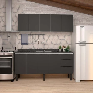 Armário Aéreo de Cozinha Aço 5 Portas Júpiter 180 Cozimax Preto