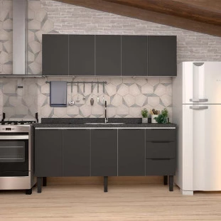 Armário Aéreo de Cozinha Aço 5 Portas Júpiter 200 Cozimax Preto