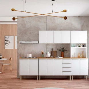 Cozinha Completa Aço Gabinete Para Pia 120cm com Armário Aéreo Flora Cozimax Branco