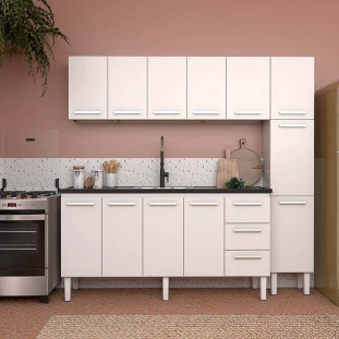 Balcão Cozinha Aço 180 Vênus 3 Gavetas Com Tampo Cozimax Branco