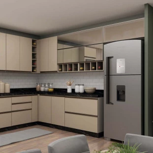Módulo Armário Aéreo 80cm 1 Porta Basculante Vidro Reflecta Cozinha Modulada Robel Fendi