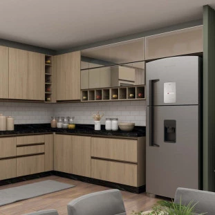Módulo Armário Aéreo 120cm 1 Porta Basculante Vidro Reflecta Cozinha Modulada Robel Hanover