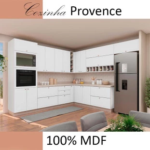 Módulo Armário Aéreo 68x40x56cm 1 Porta 100% MDF Cozinha Modulada Provence Robel Branco/Branco Matte