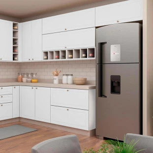 Módulo Armário Aéreo 120cm 1 Porta Basculante 100% MDF Cozinha Provence Robel Branco/Branco Matte