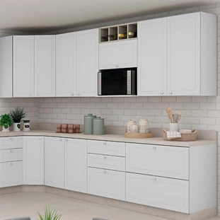 Módulo Armário Aéreo Nicho Micro-Ondas 68x70x43cm 100% MDF Cozinha Provence Robel Branco/Branco Matte
