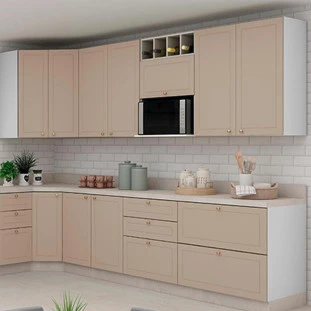 Módulo Armário Aéreo Nicho Micro-Ondas 68x70x43cm 100% MDF Cozinha Provence Robel Branco/Fendi Matte