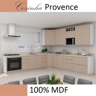 Módulo Balcão 80cm Para Embutir Forno 100% MDF Cozinha Modulada Robel Branco/Fendi Matte