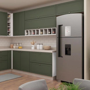 Módulo Armário Aéreo 120cm 1 Porta Basculante 100% MDF Cozinha Provence Robel Branco/Salvia Matte