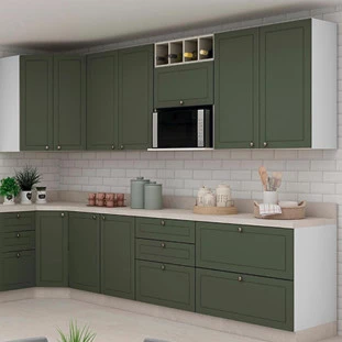 Módulo Armário Aéreo Nicho Micro-Ondas 68x60x43cm 100% MDF Cozinha Provence Robel Branco/Salvia Matte