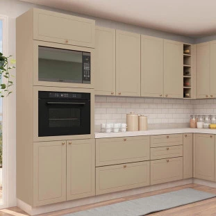 Módulo Torre Quente 208x70x56cm Micro-Ondas Forno 100% MDF Cozinha Provence Robel Fendi/Fendi Matte