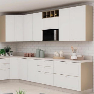Módulo Armário Aéreo Nicho Micro-Ondas 68x70x43cm 100% MDF Cozinha Provence Robel Fendi/Branco Matte