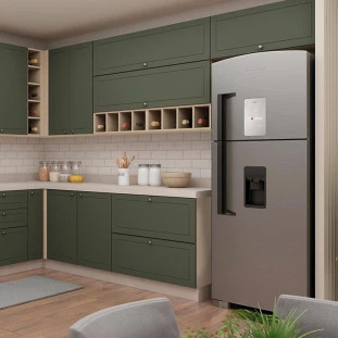 Módulo Armário Aéreo 120cm 1 Porta Basculante 100% MDF Cozinha Provence Robel Fendi/Salvia Matte