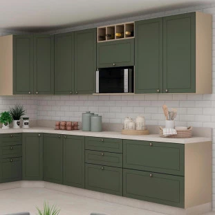 Módulo Armário Aéreo Nicho Micro-Ondas 68x70x43cm 100% MDF Cozinha Provence Robel Fendi/Salvia Matte