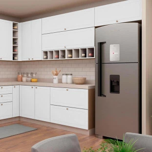 Módulo Armário Aéreo 80cm 1 Porta Basculante 100% MDF Cozinha Provence Robel Fendi/Branco Matte