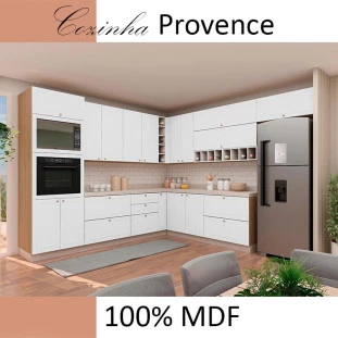 Módulo Armário Aéreo 68x80x56cm 2 Portas 100% MDF Cozinha Provence Robel Hanover/Branco Matte