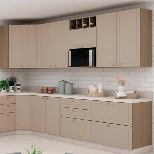 Módulo Armário Aéreo Nicho Micro-Ondas 68x60x43cm 100% MDF Cozinha Provence Robel Hanover/Fendi Matte