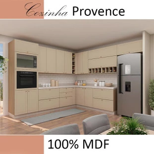 Módulo Armário Aéreo Canto L 68x76x34cm 100% MDF Cozinha Provence Robel Hanover/Fendi Matte