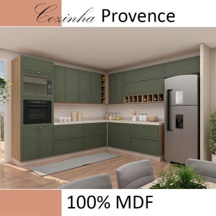 Módulo Armário Aéreo Canto L 68x76x34cm 100% MDF Cozinha Provence Robel Hanover/Salvia Matte