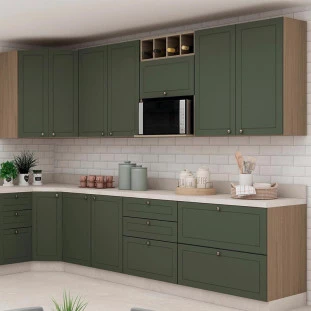 Módulo Armário Aéreo Nicho Micro-Ondas 68x70x43cm 100% MDF Cozinha Provence Robel Hanover/Salvia Matte