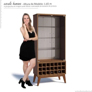 Cristaleira Retrô Classic AD com LED Imcal Freijó