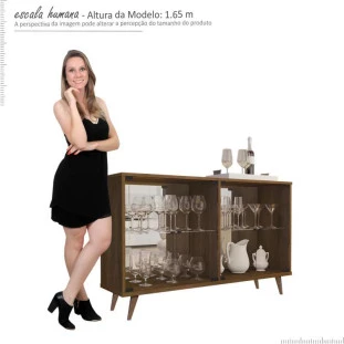 Cristaleira Horizontal Retrô 1.3 Vidro Espelho 4011 JB Bechara Canela