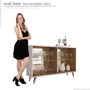 Cristaleira Horizontal Retrô 1.3 Vidro Espelho 4011 JB Bechara Pérola/Caramelo