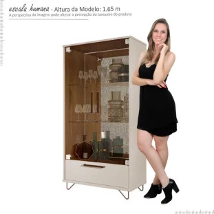 Cristaleira 2 Portas 1 Gaveta Pérola/Caramelo 4045 JB Bechara