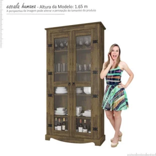 Cristaleira Retrô 2 Portas Vidro 100cm New York RV Móveis Amadeirado