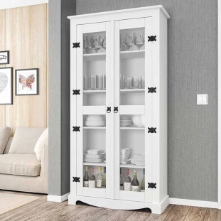 Cristaleira Retrô 2 Portas Vidro 100cm New York RV Móveis Branco