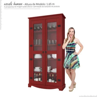 Cristaleira Retrô New York RV Móveis Vermelho