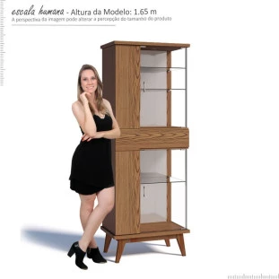 Cristaleira Moderna Nuance AD com LED Imcal Freijó