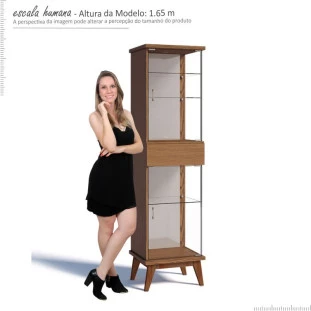 Cristaleira Moderna 1 Gaveta 48x183 Nuance com LED Imcal Freijó