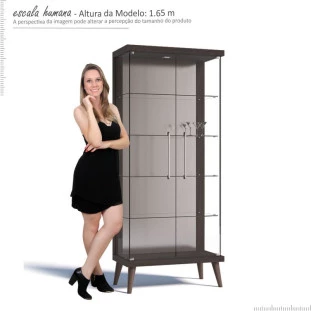Cristaleira de Vidro com LED Tifanny Imcal Castanho