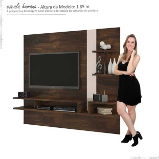 Painel Suspenso Para TV 50 Polegadas Cross 1.8 Lukaliam Noce/Off White