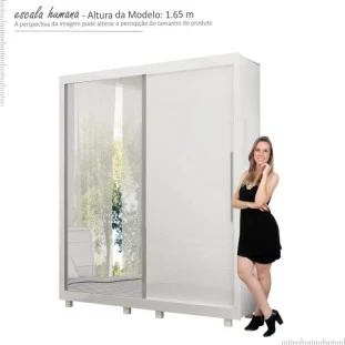 Guarda Roupa Portas de Correr 1 Porta de Espelho Pérola Gelius Branco