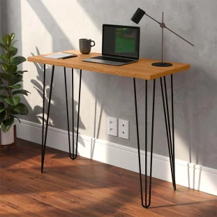 Escrivaninha Aparador 90x40 Pés Ferro Wood EAX Móveis Naturale