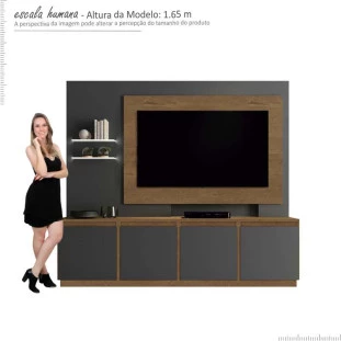 Estante Home Para TV até 55 Luz EDN Naturale/Grafite