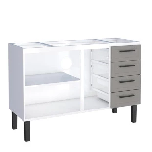 Gabinete de Aço Para Pia 140cm 3 Portas Juno/Apolo 4 Gavetas Cozimax Cinza Argila