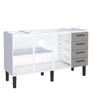 Gabinete de Aço Para Pia 160cm 3 Portas Juno/Apolo 4 Gavetas Cozimax Cinza Argila