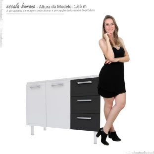 Gabinete de Pia 120 Apolo Flat 3G Cozimax Branco/Preto